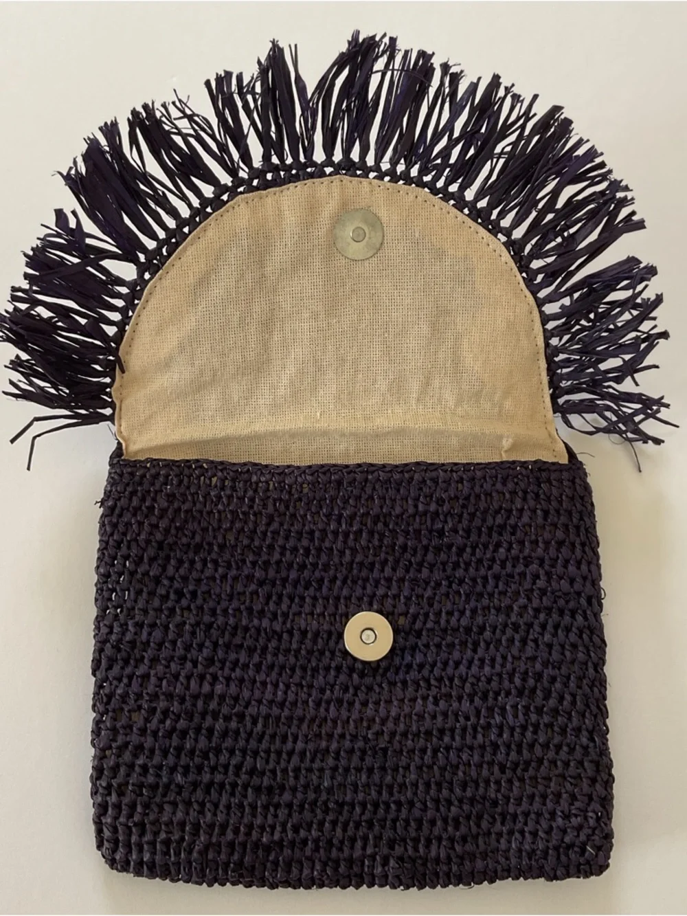 Mar Y Sol Mia Crochet Raffia Fringe Pouch